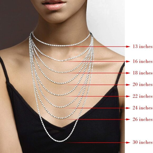 Italian 925 Sterling Silver Sparkle Mirror Link Chain Necklace for Women, Made i - Picture 6 of 6
